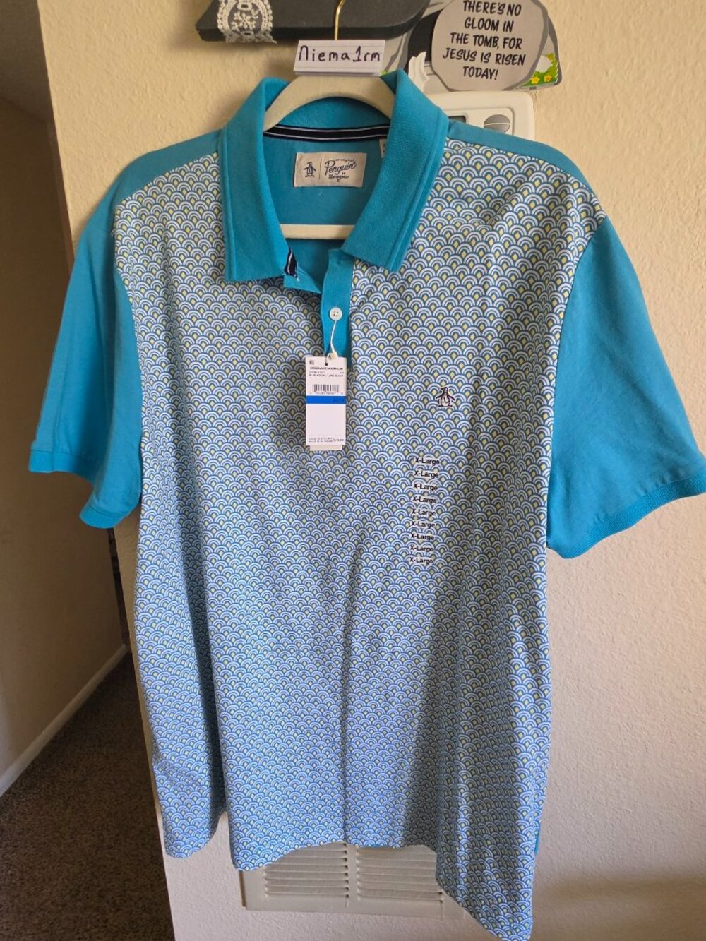 NWT Original Penguin Jacquard Mini Waves Golf Polo Men's XL